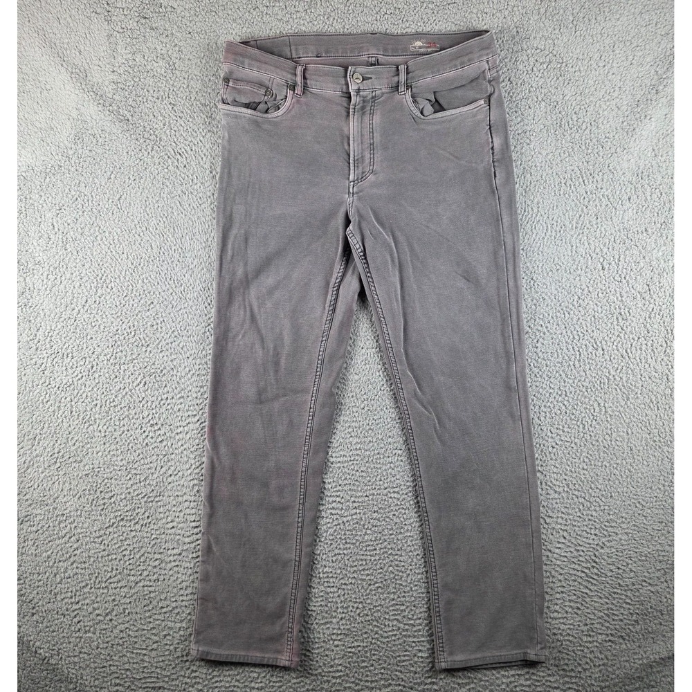 Faherty Pant Men 34 (34x30) Gray Stretch Terry 5-Pocket Straight Chino